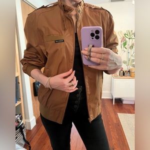 Members Only Bomber Racer Jacket Camel Brown